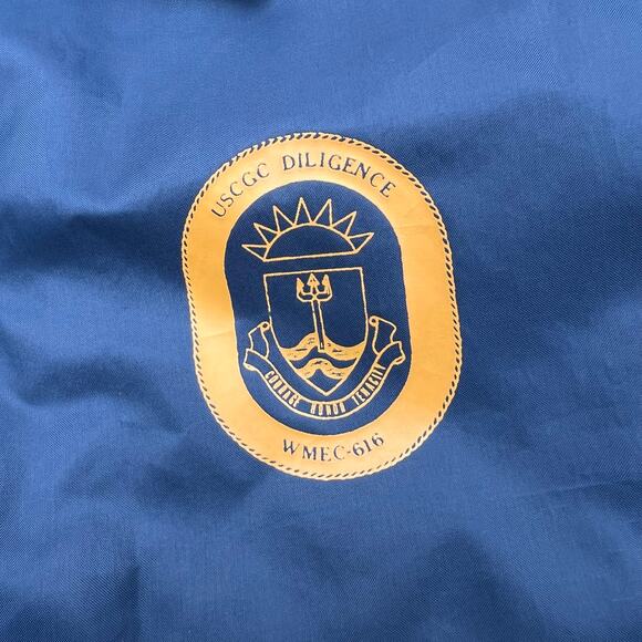 True Vintage Navy Blue Coast Guard USCGC Diligence Coaches Jacket USA Made Coat - Picture 3 of 11